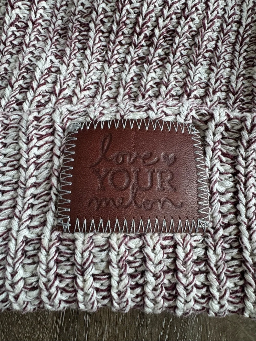 Love Your Melon Adult Pom Beanie - Purple/Maroon with Faux Fur Pom